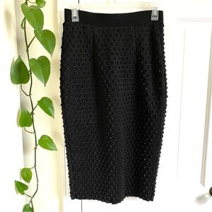 NWT White Zebra Chic Black Pencil Skirt Womens Size Small Ribbed Dots Texture